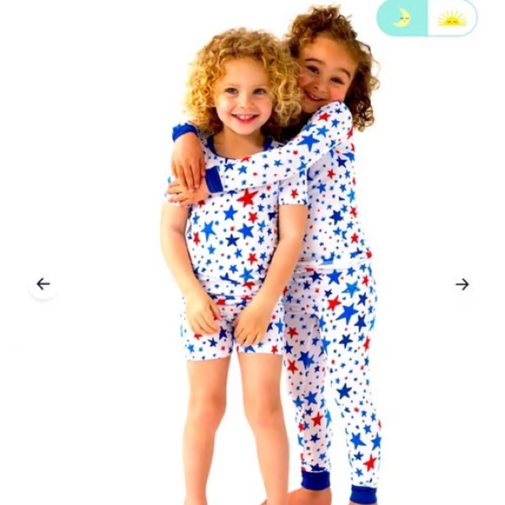 Little Sleepies Blue and Red Starry Pajama short Set